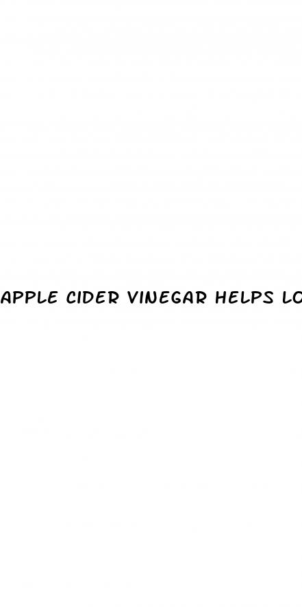 apple cider vinegar helps lose weight