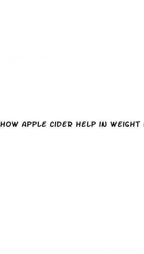 how apple cider help in weight loss